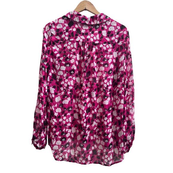 Diane Von Furstenberg Tiny Pull Lorelei Two Sheer Silk Button Blouse Size 10 - Picture 3 of 13